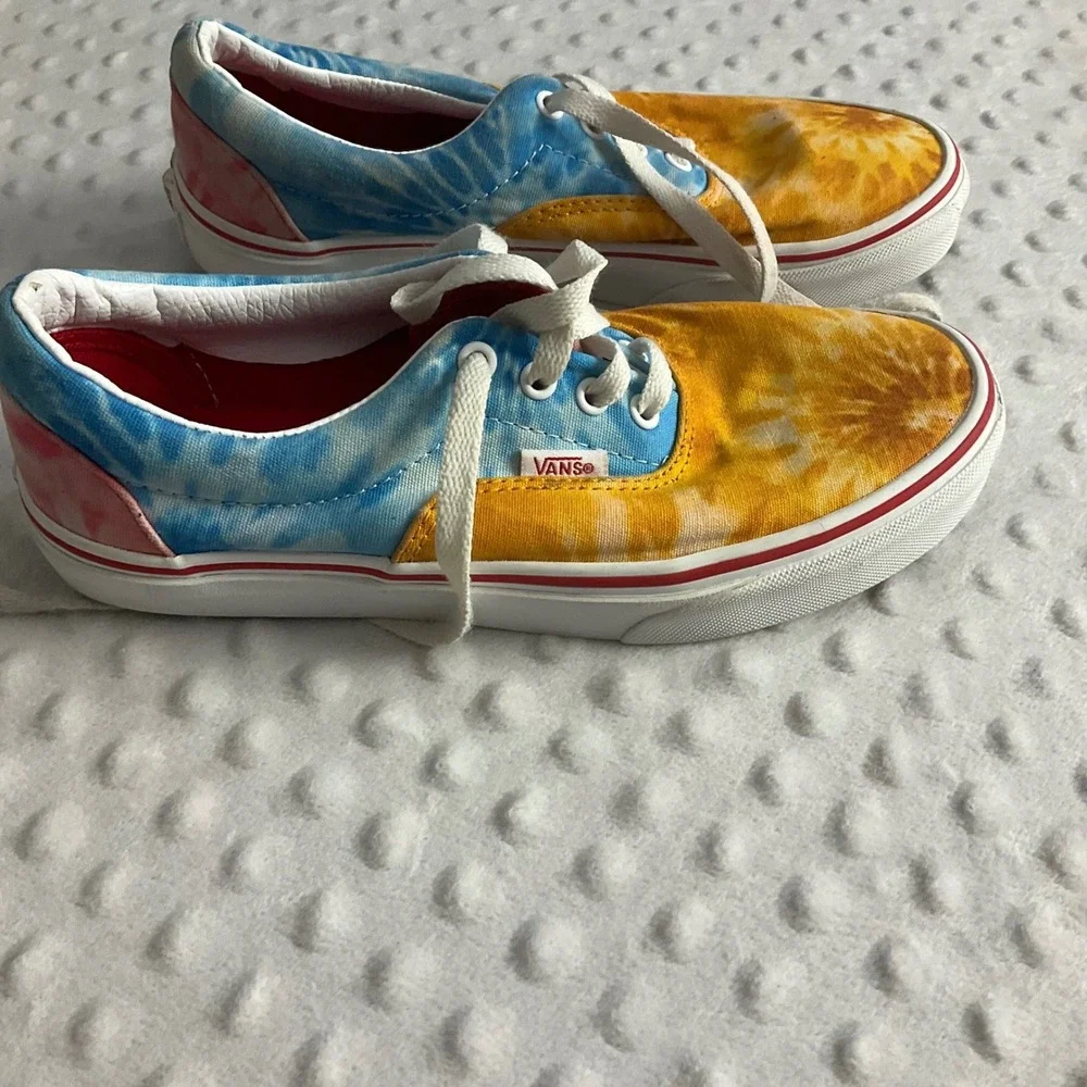 Vans Era Sneakers Kids 4.5 Blue Yellow Red Tie Dye Canvas Low Top Skate Shoes